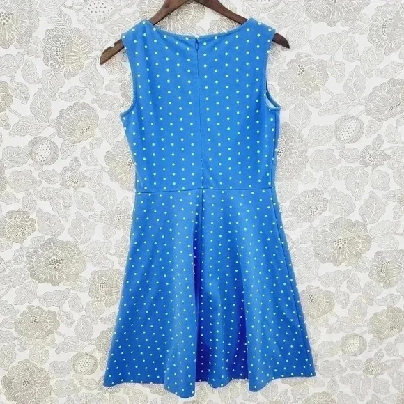 Talbots Polka Dot Fit & Flare Tank Mini Dress S Blue/ White Unlined - Picture 2 of 7